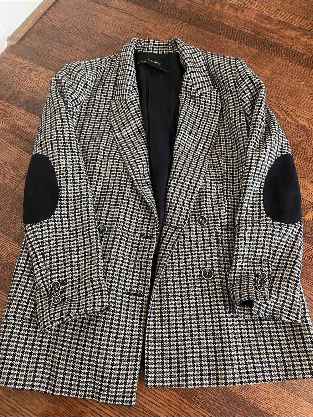 Zara Oversized Plaid Blazer with Elbow Patches - S